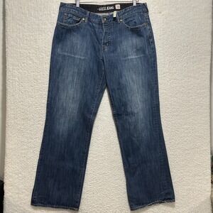 Guess Jeans Mens Rebel Low Rise Straight Leg Blue Button Fly Distressed Size 38